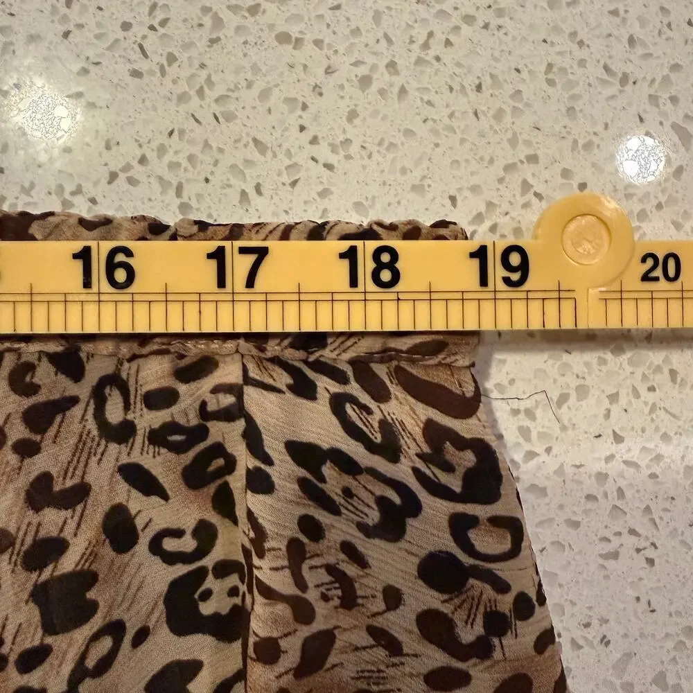 Reversible Leopard Cheetah Print Midi Skirt Animal Print Brown XL Work Office